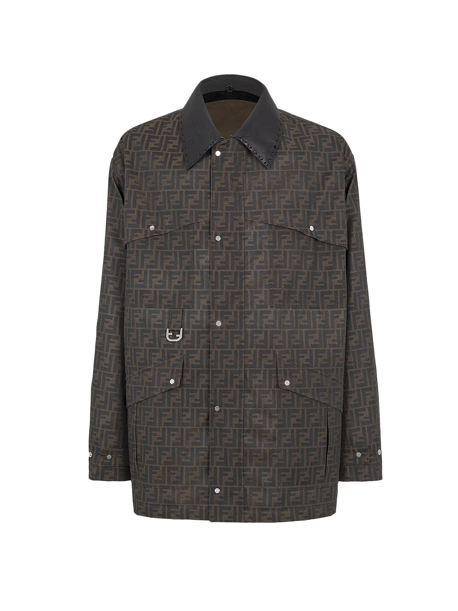 Ff Fabric Jacket With Leather Collar - 1