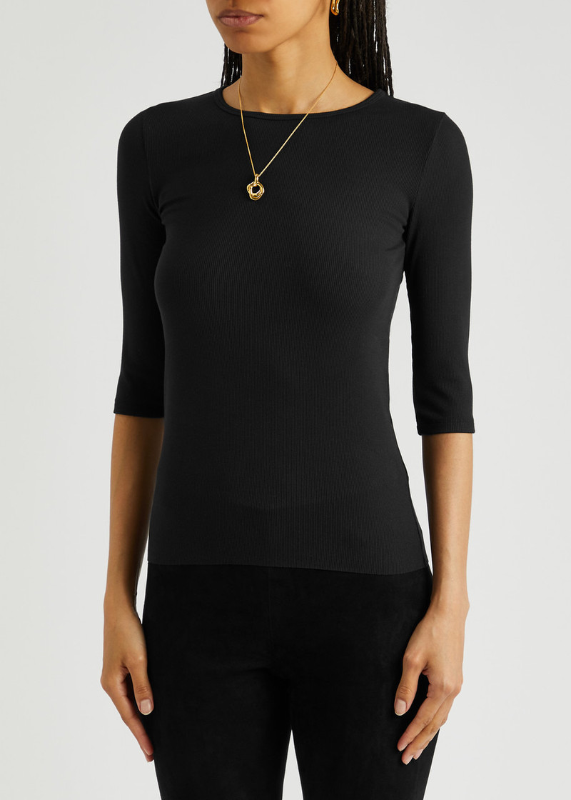 Vince Ribbed stretch-jersey top outlook