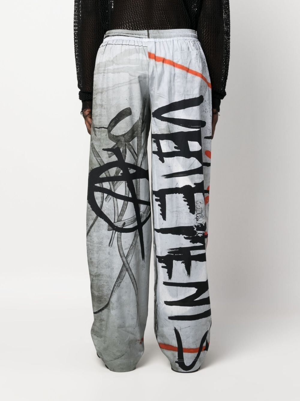 graffiti-print cotton wide-leg trousers - 5
