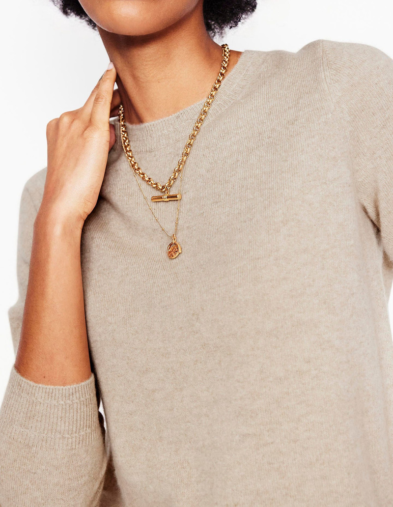Eva Cashmere Crew Neck Sweater-Chinchilla Melange 4