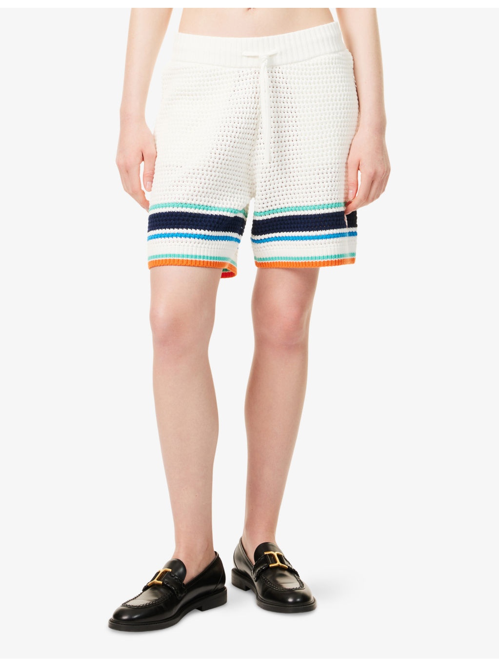 Tennis Textured Striped Cotton-Knit Shorts - 3