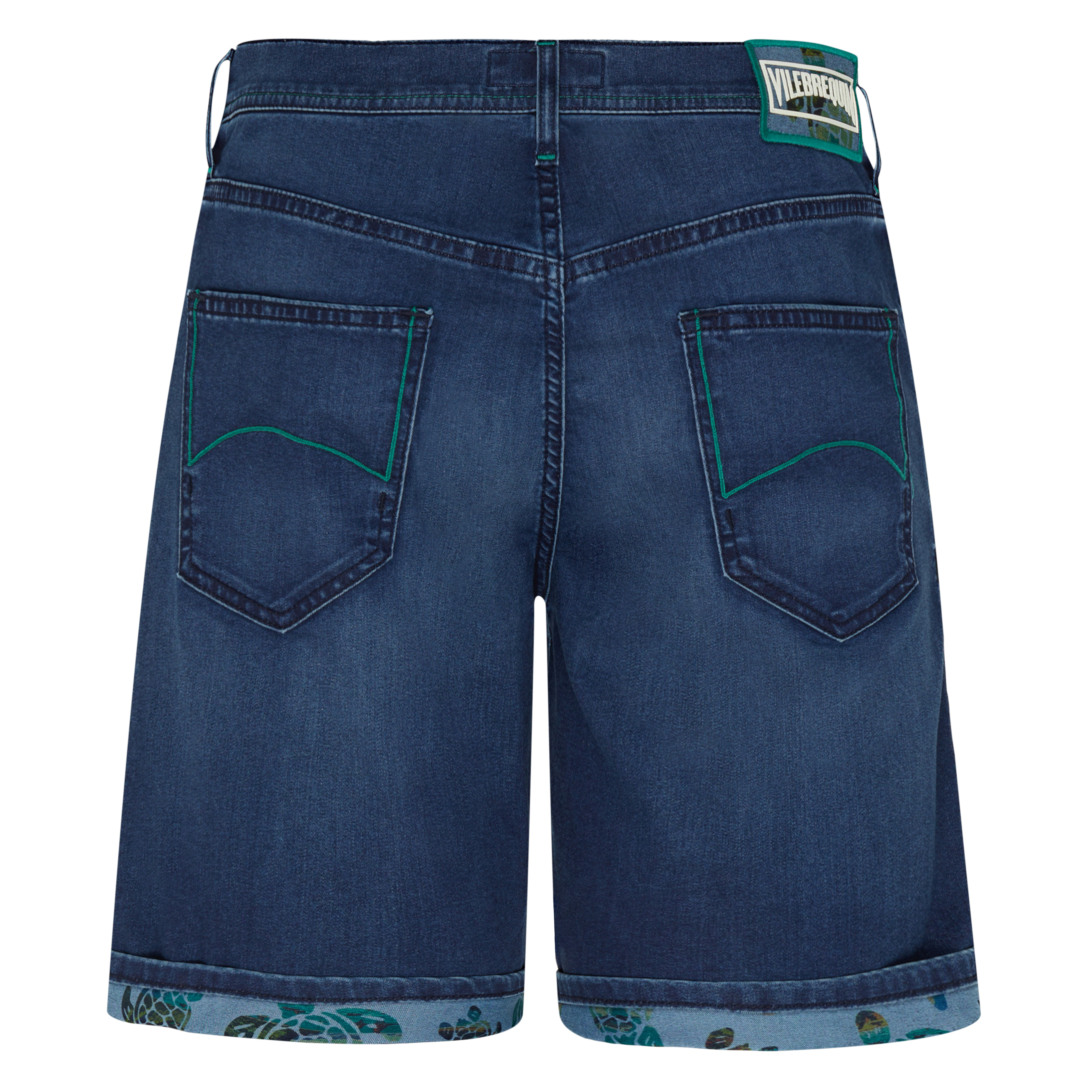 Men Denim Bermuda Shorts Tahiti Turtles - 2