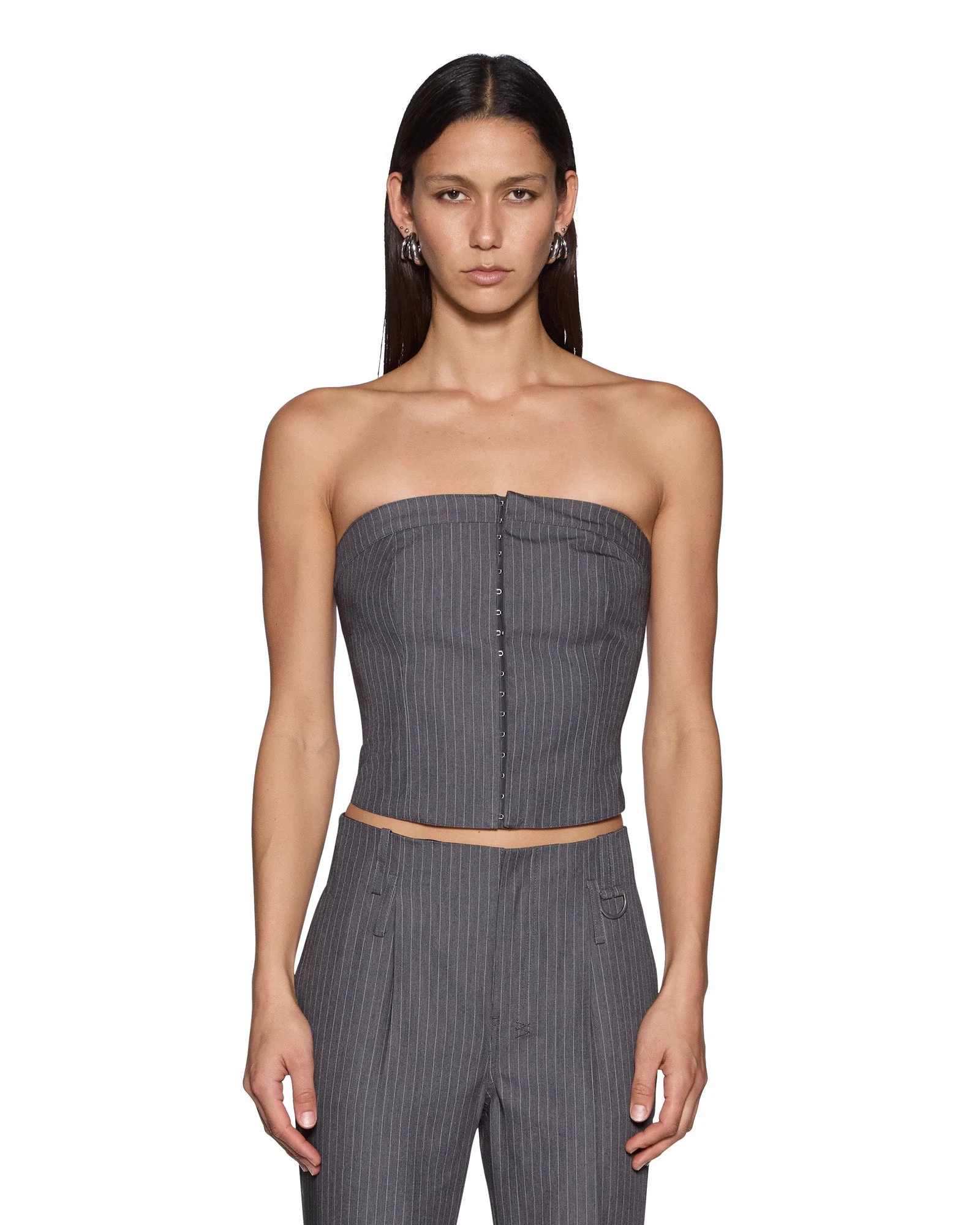 MONDRIAN BUSTIER TOP GREY PINSTRIPE - 1