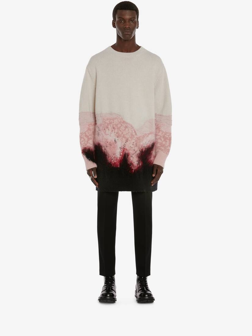 Flower Intarsia Oversized Jumper in Ivory - 2