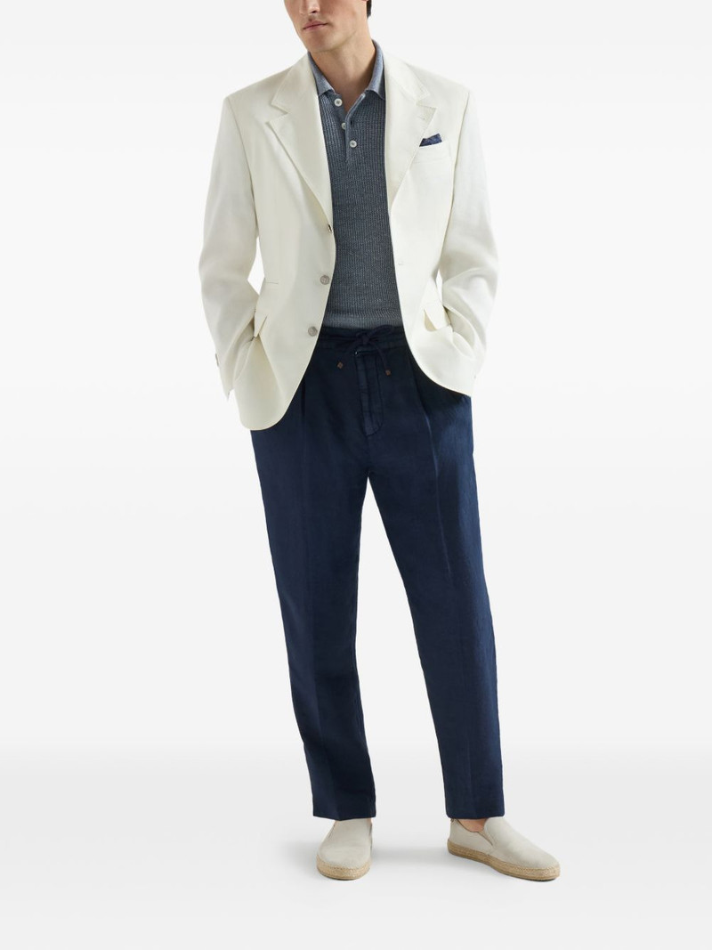 Brunello Cucinelli garment-dyed trousers in linen gabardine with drawstring and double pleats outlook