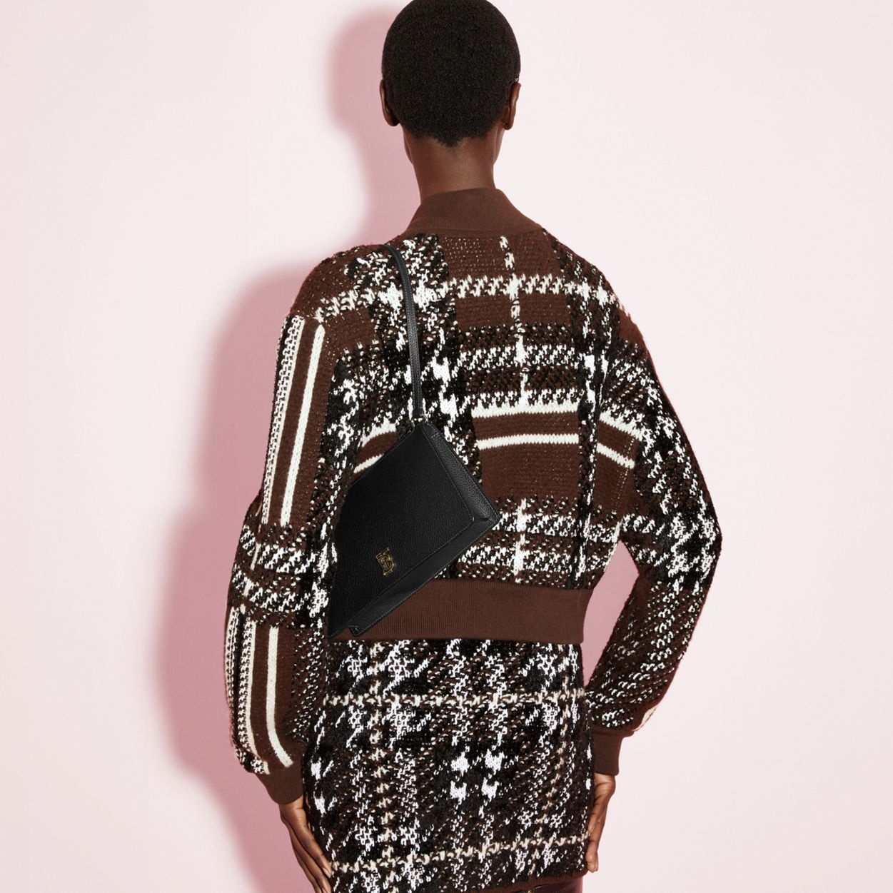 Burberry Houndstooth Wool Blend Jacquard Mini Skirt | REVERSIBLE
