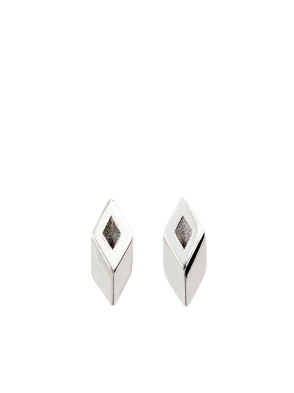Hollow silver stud earrings - 1