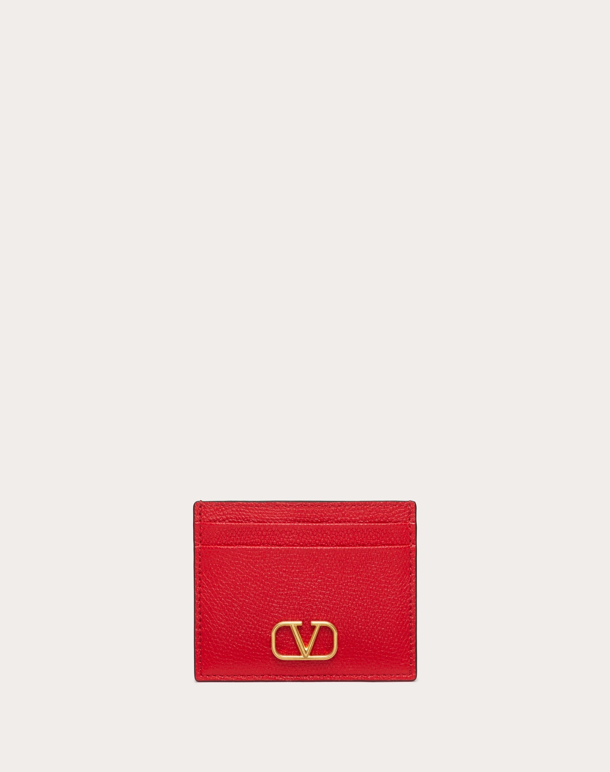 VLOGO SIGNATURE GRAINY CALFSKIN CARDHOLDER - 1