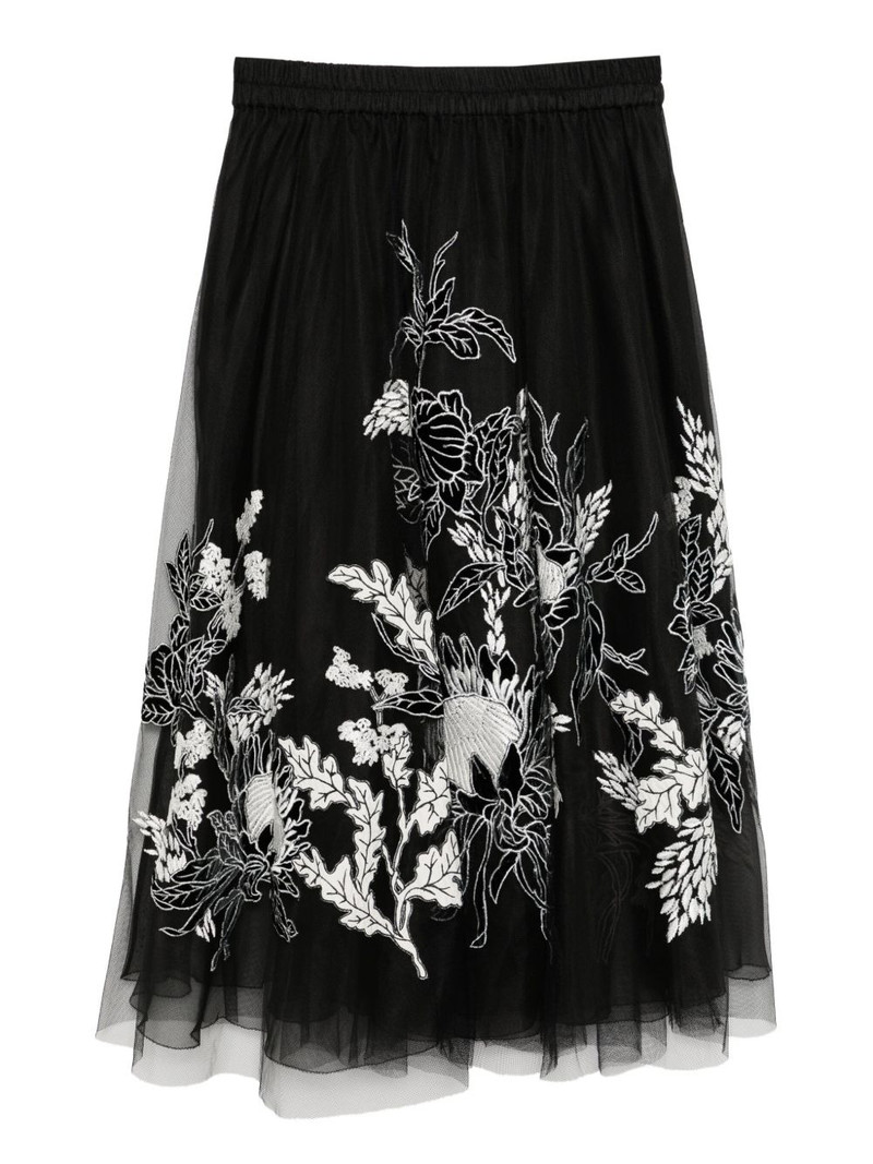 BIYAN floral-embroidered skirt outlook