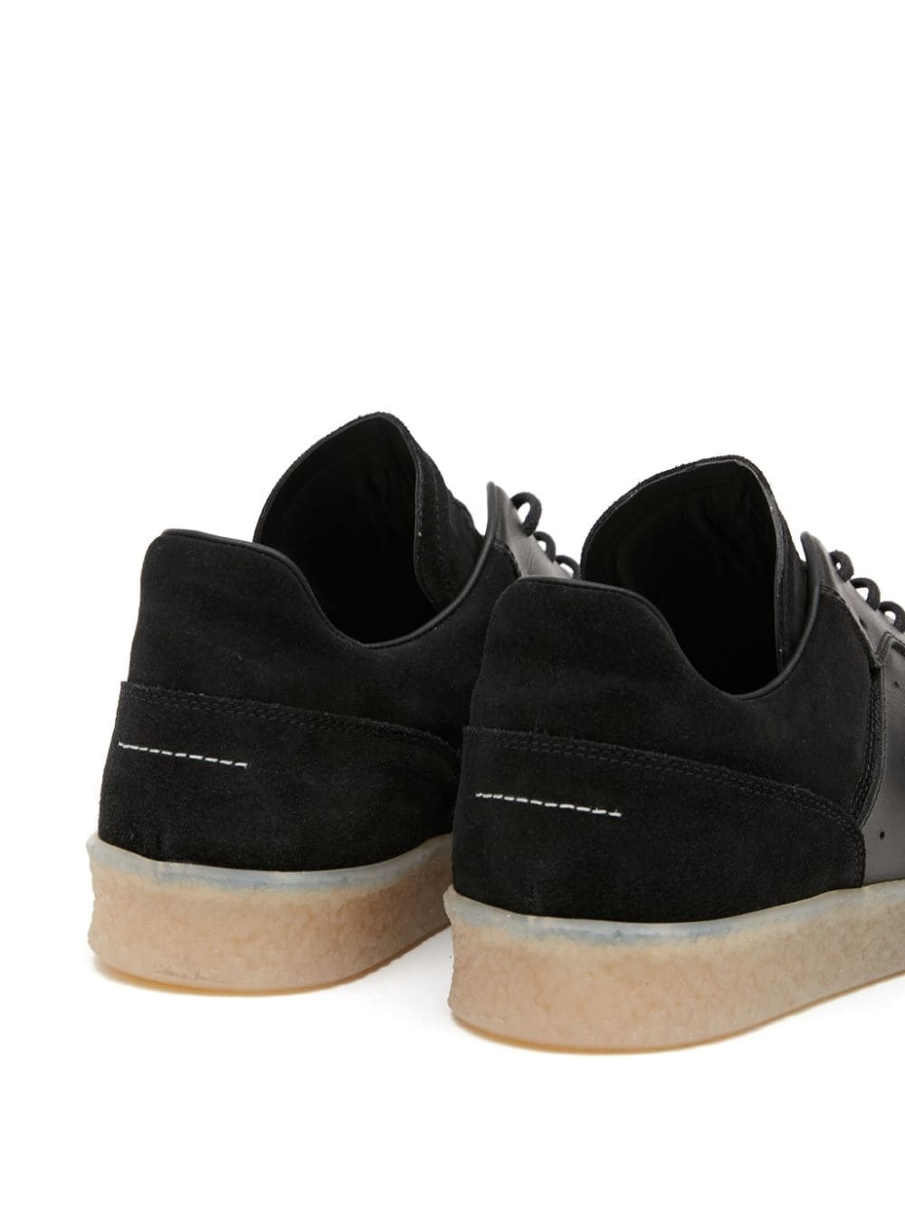 semi-sheer sole leather lace-up sneakers - 5