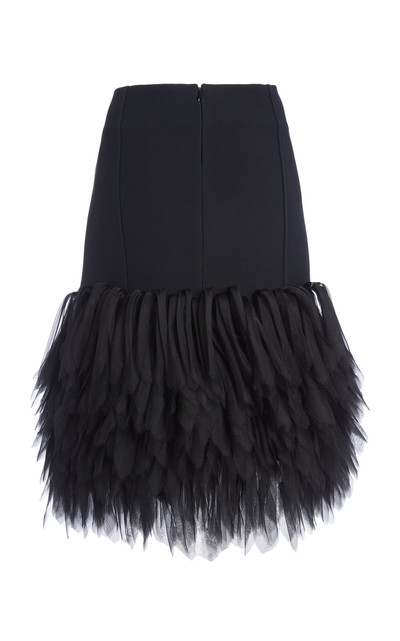Stella McCartney Feather-Trimmed Cotton-Silk Midi Skirt black outlook