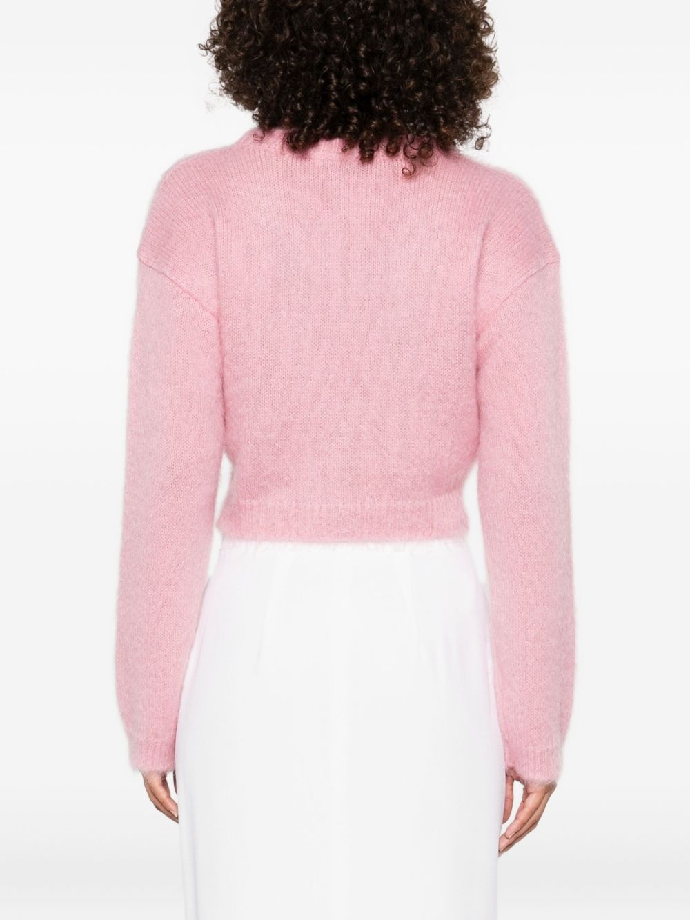 rose-embroidered button cardigan - 4