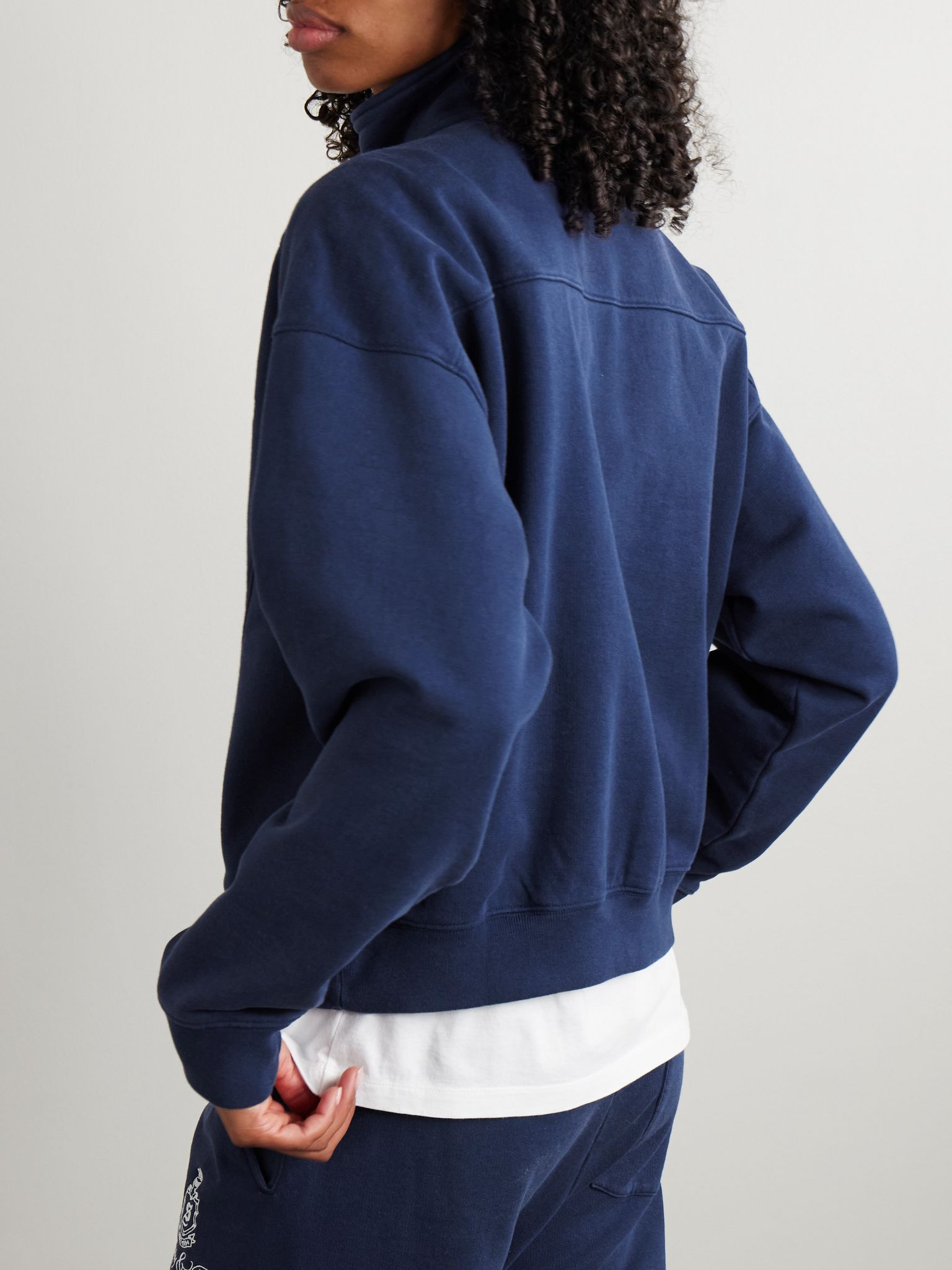 Vendome embroidered cotton-jersey sweatshirt Navy - 4