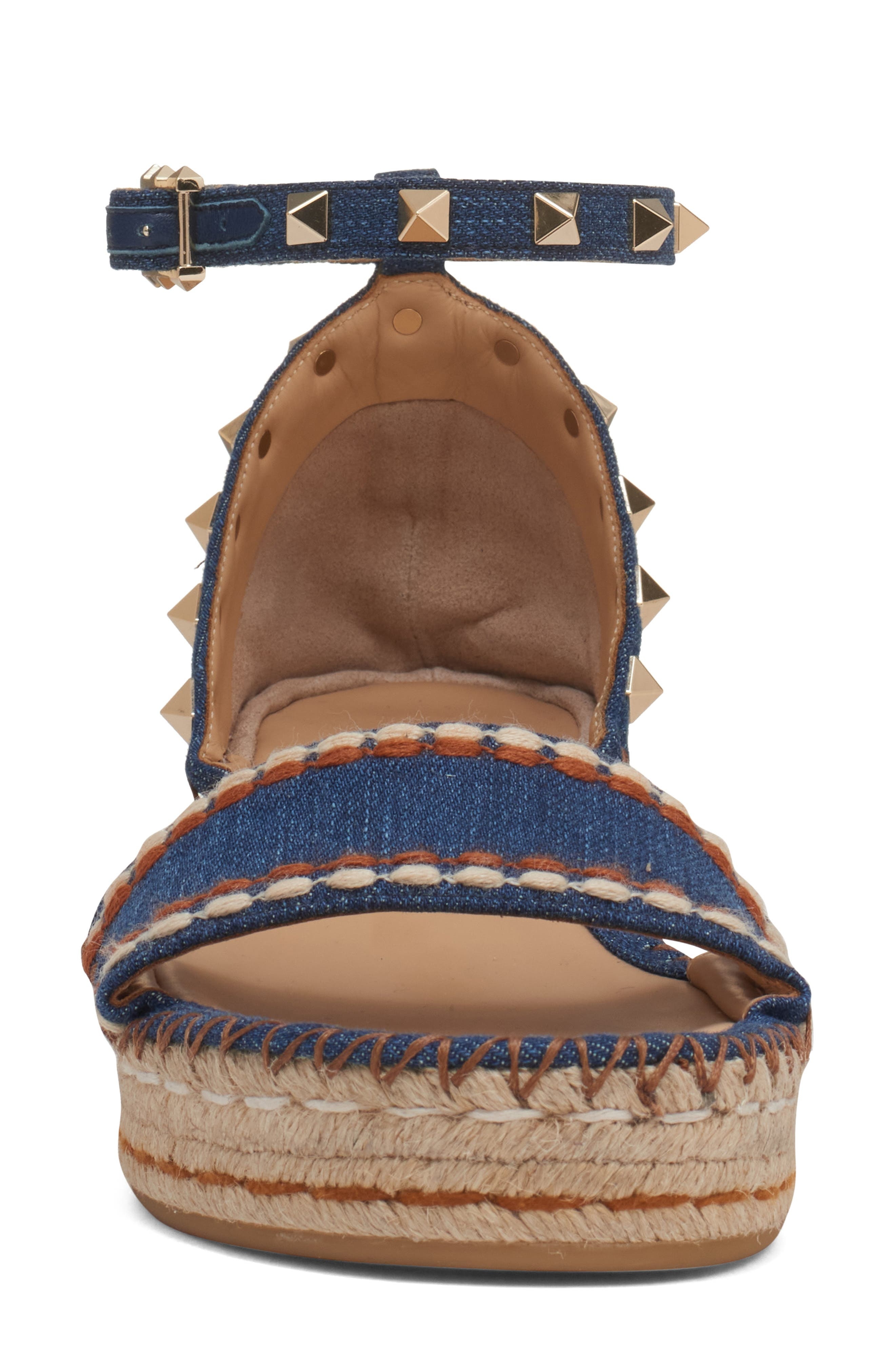 Valentino Garavani Rockstud Espadrille Wedge Sandal in Bright Blue at Nordstrom - 4