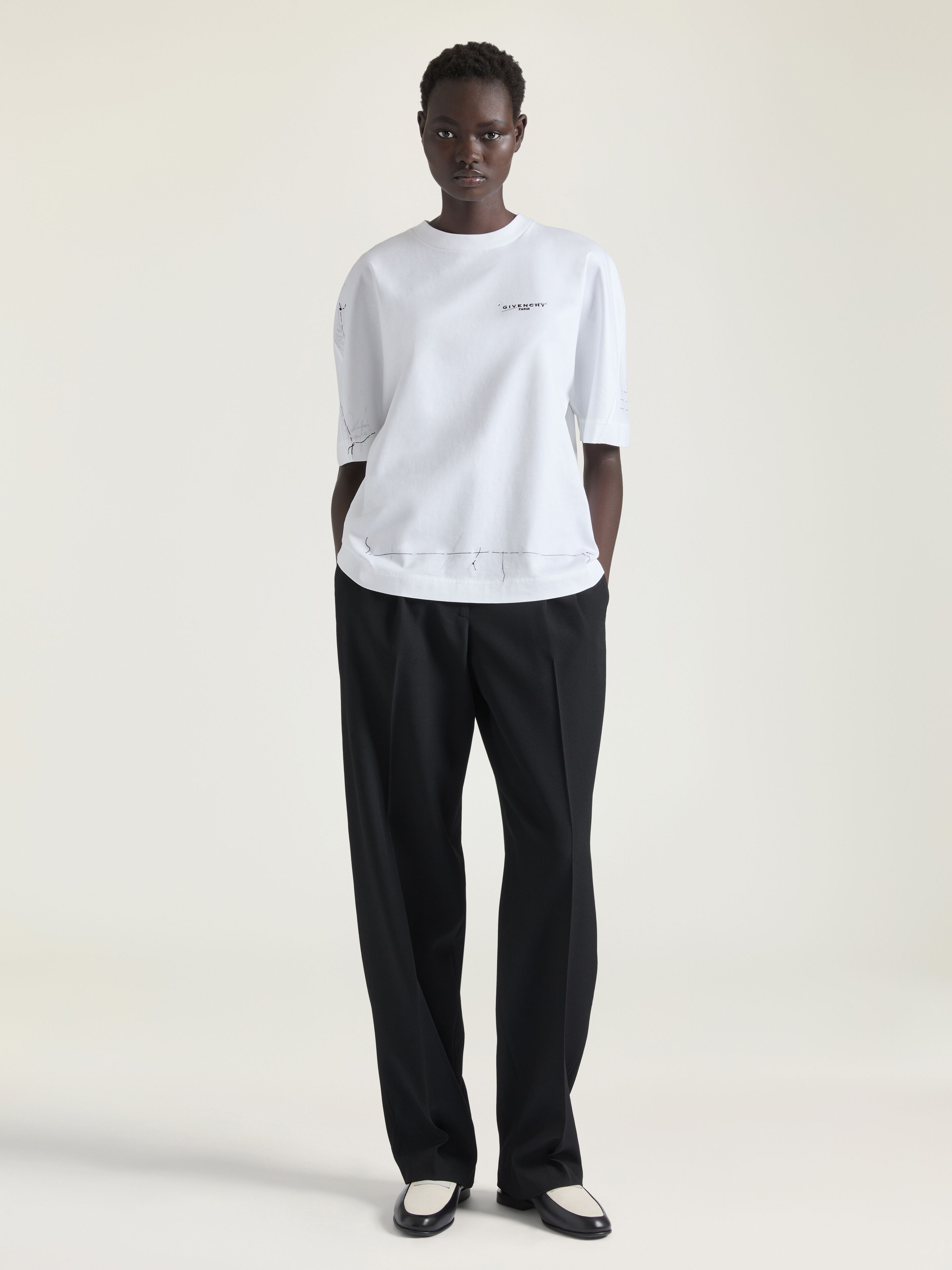 BOXY FIT T-SHIRT IN COTTON WITH TROMPE L'ŒIL PATTERN - 2