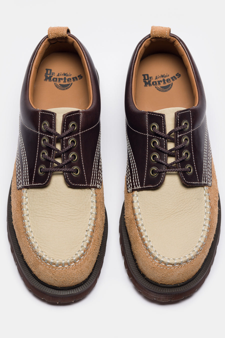 Lowell Moc Toe Shoe in Dark Brown/Light Tan/Desert Brown - 4