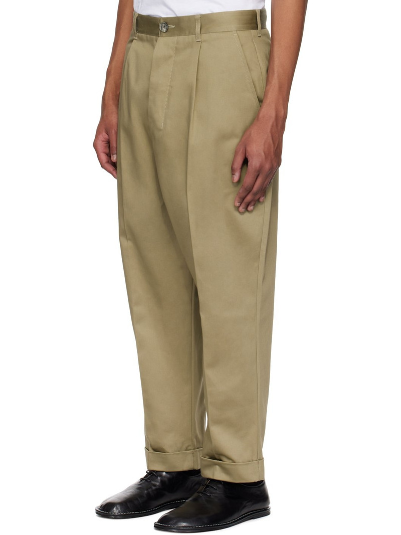 AMI Paris Khaki Cotton Carrot Oversized Trousers outlook