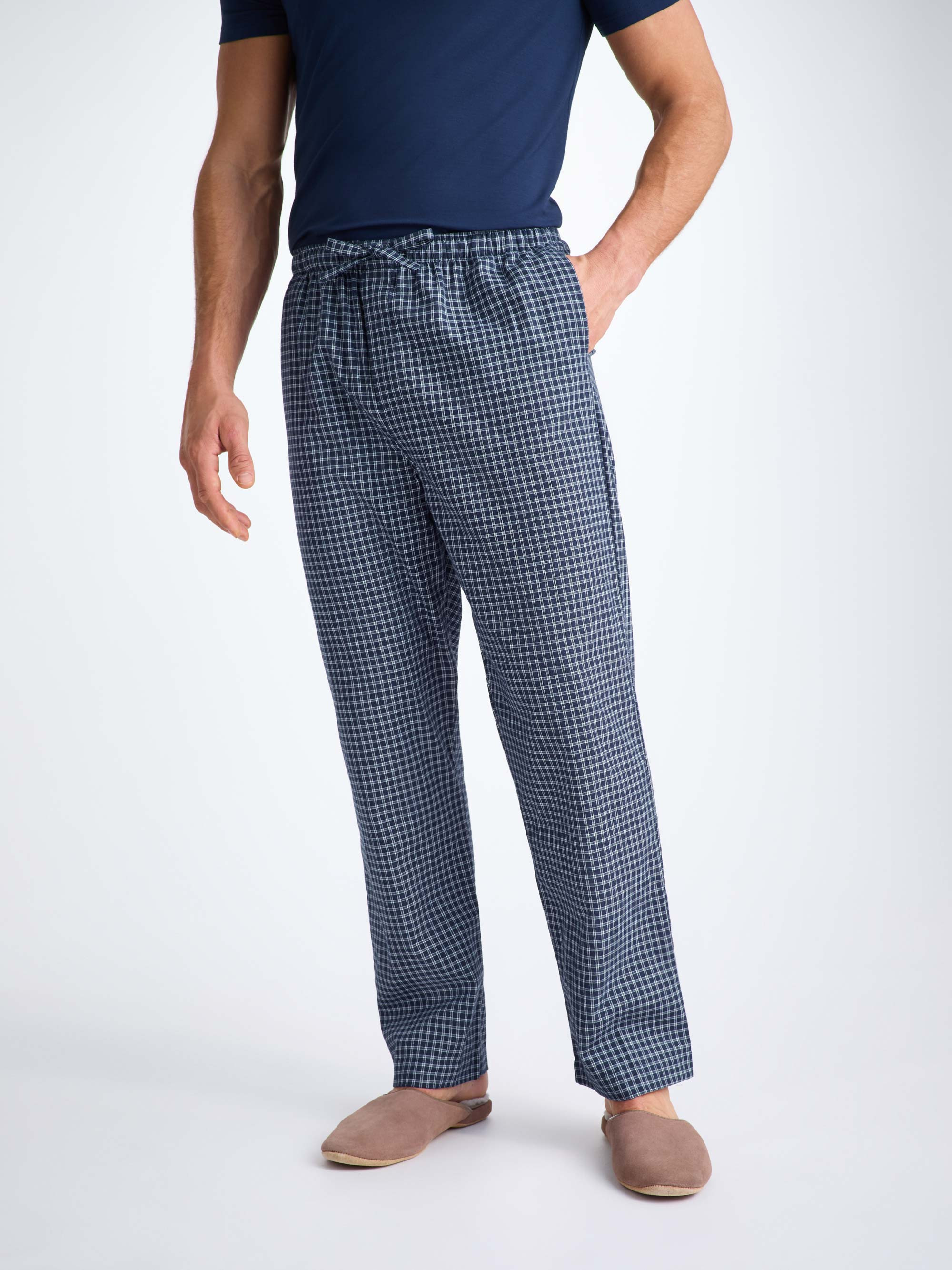 Men's Lounge Trousers Braemar 32 Brushed Cotton Navy - 5