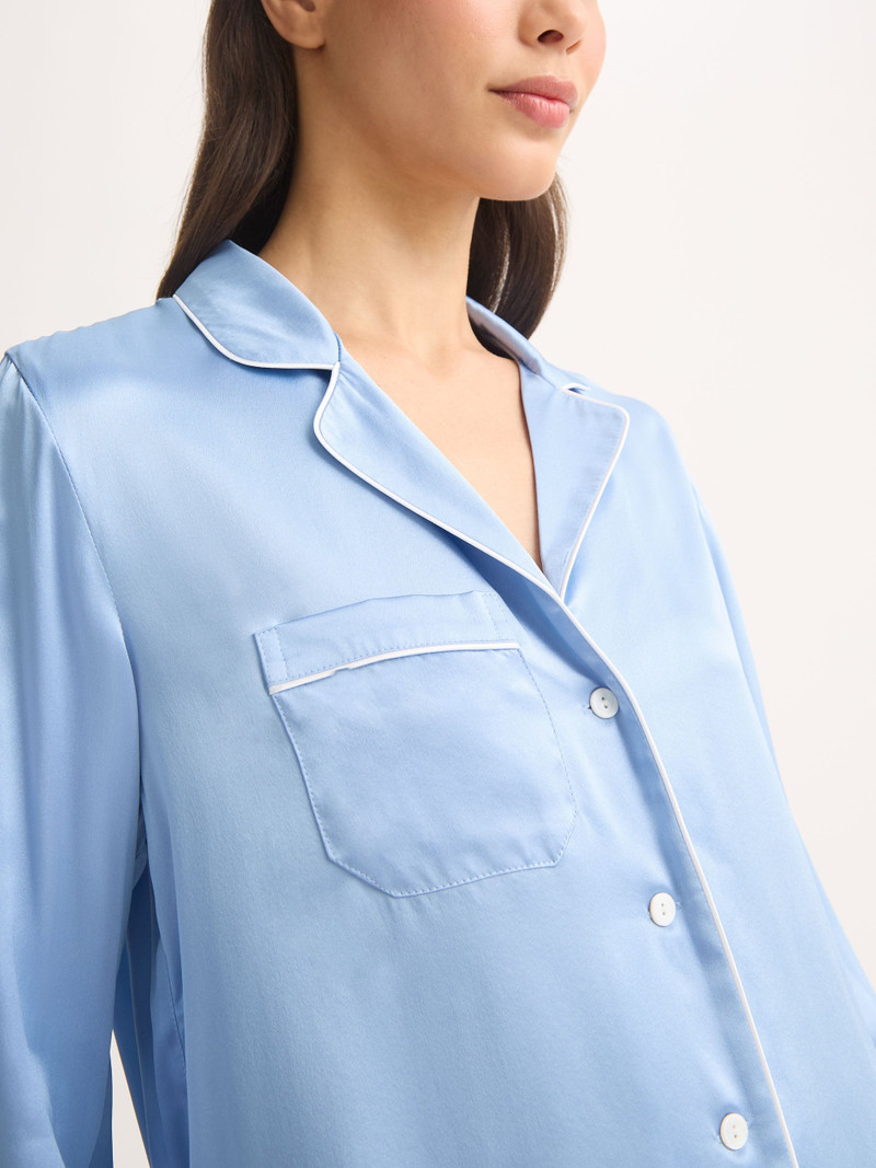 Women's Silk Pajamas Bailey Silk Cloud Blue 5