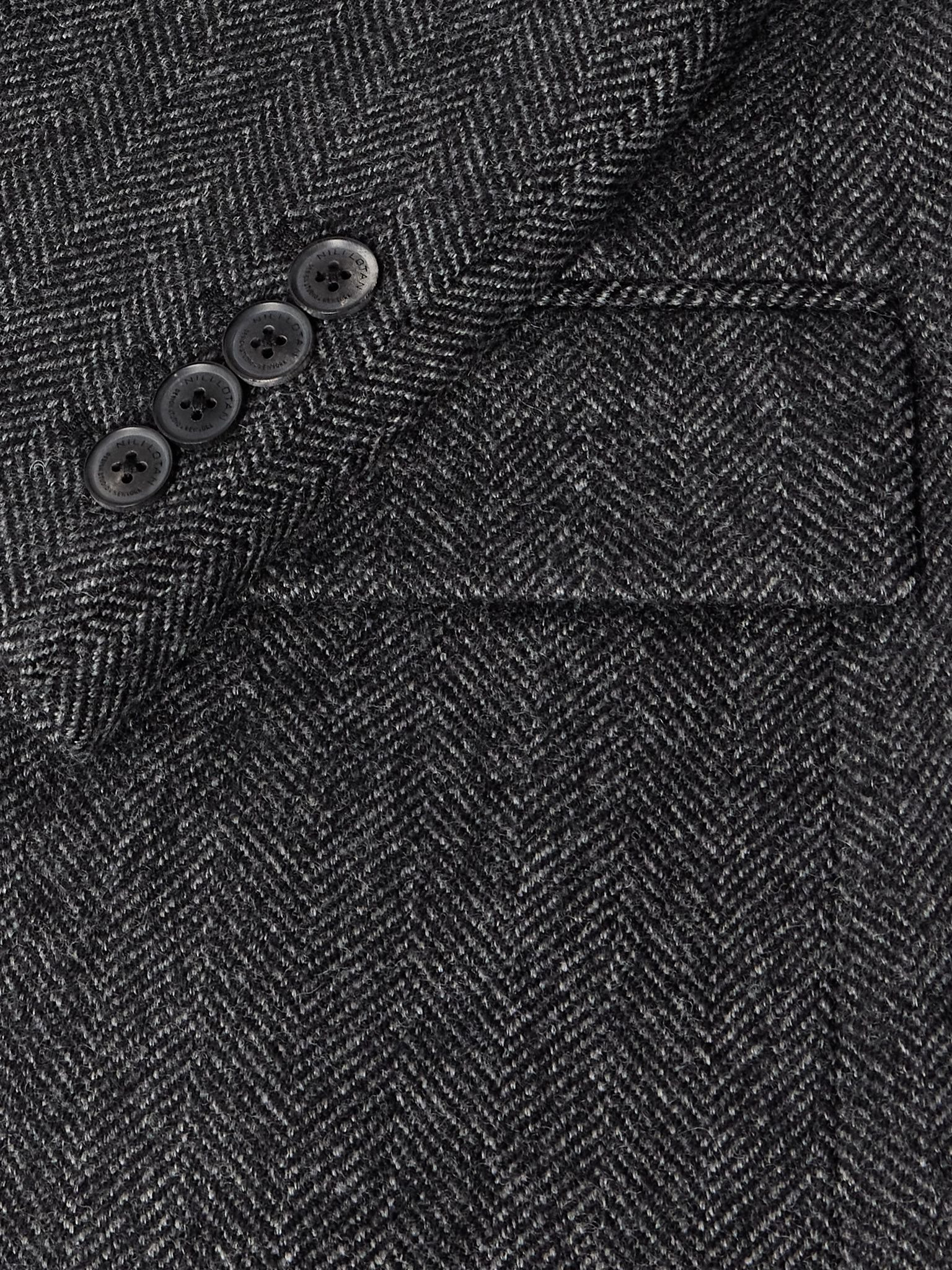Roy Suede-Trimmed Herrinbone Wool Blazer Unknown - 4