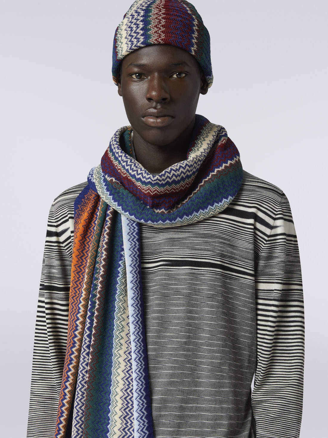 Mountain pattern wool blend scarf - 3