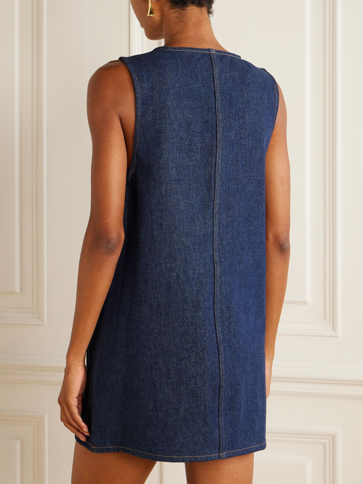 The Pinafore paneled denim mini dress Dark denim - 4