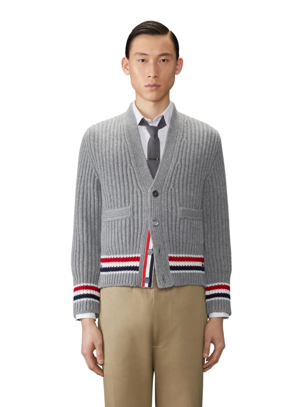 ribbed v-neck cardigan - 2