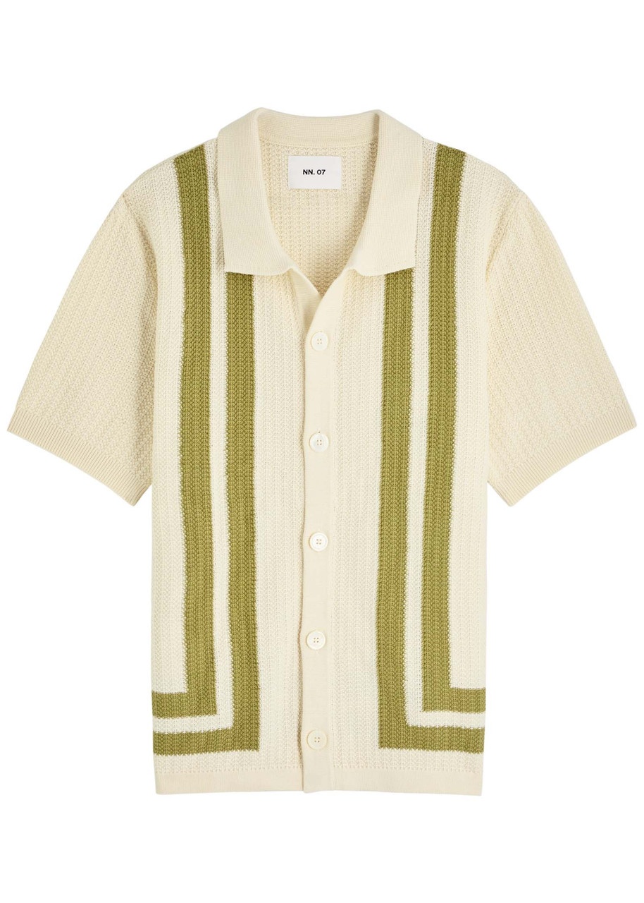 NN07 Ares Striped-intarsia Knit Shirt - 1
