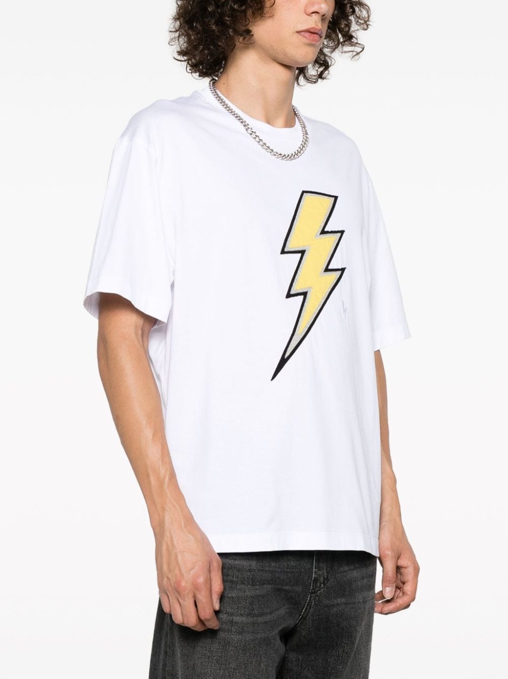 Thunderbolt-patch cotton T-shirt - 5