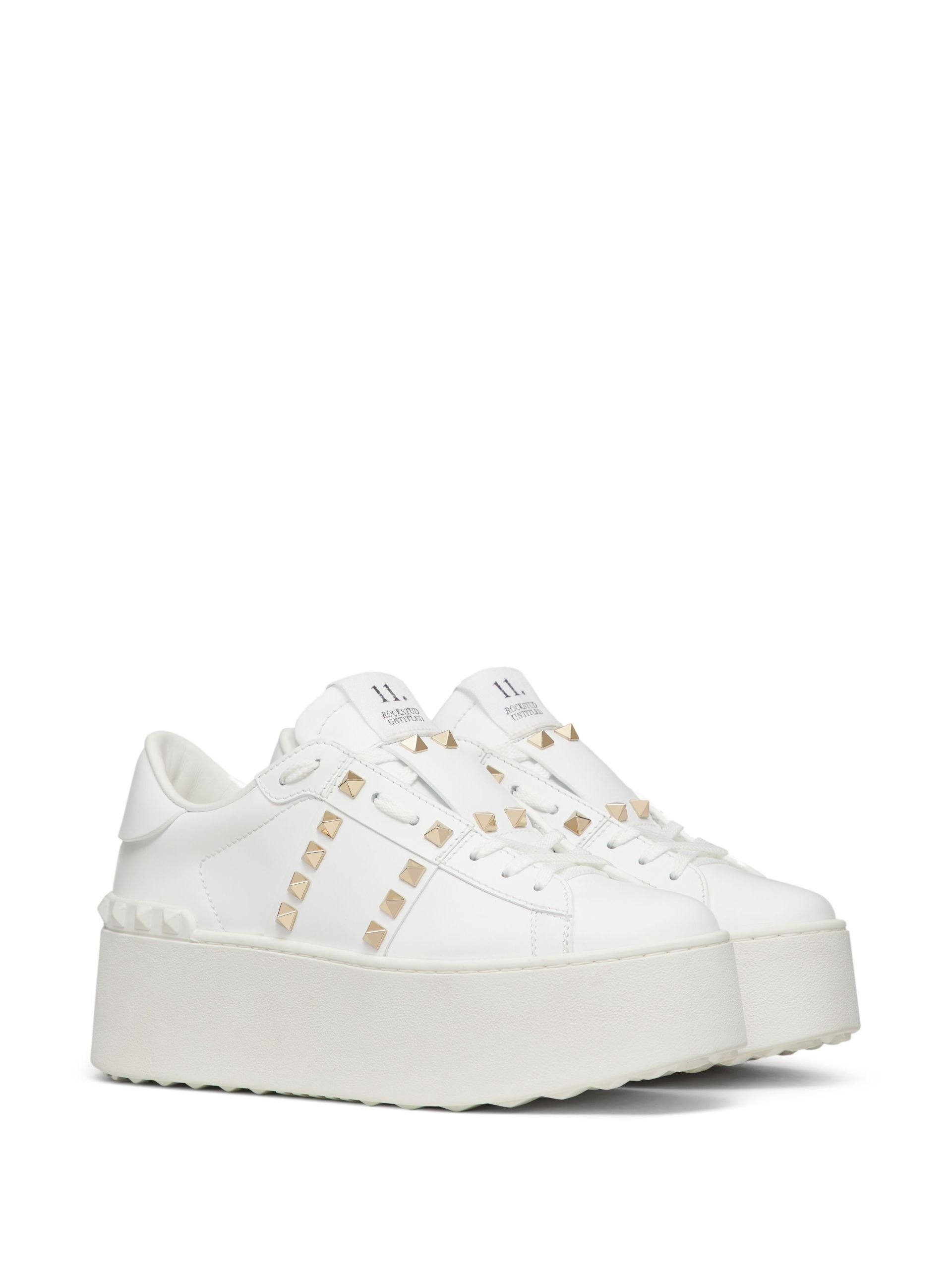 White Rockstud Flatform Sneakers - 2