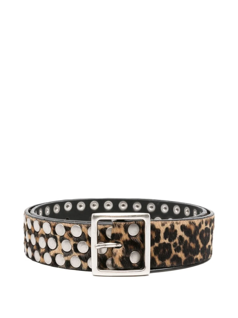 leopard-pattern studded belt - 1