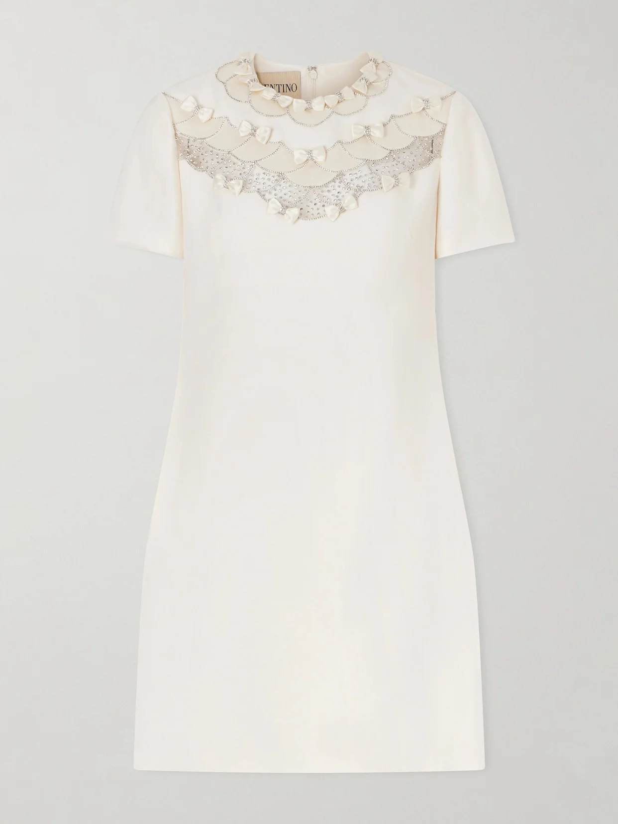 Crystal-embellished Mesh-trimmed Crepe Midi Dress - 1