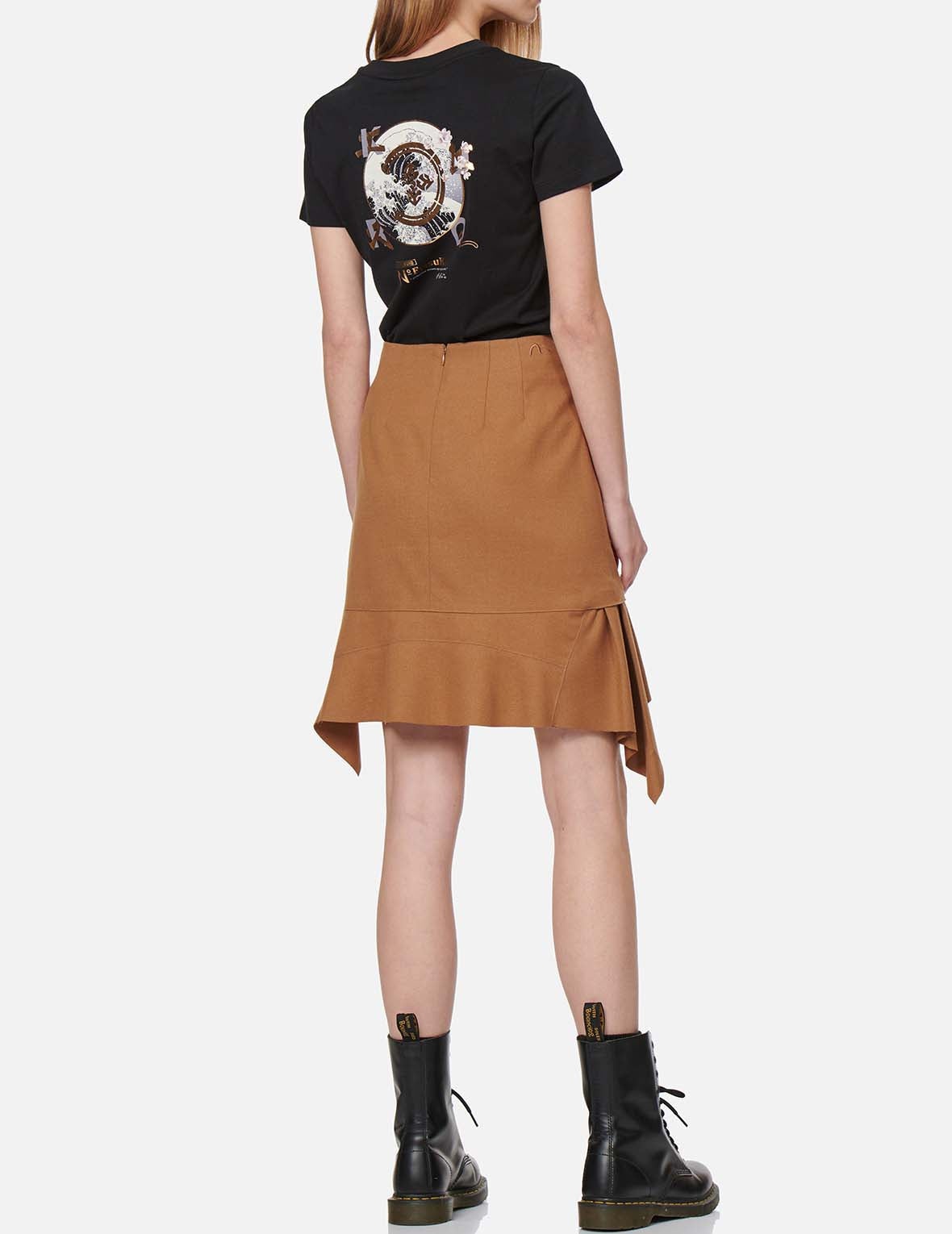 Leather Pocket Flap Asymmetric Skirt - 6
