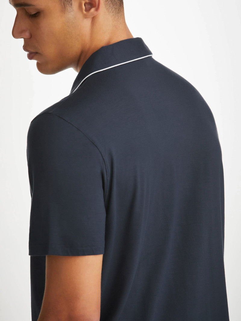 Men's Short Pajamas Basel Micro Modal Stretch Navy 7