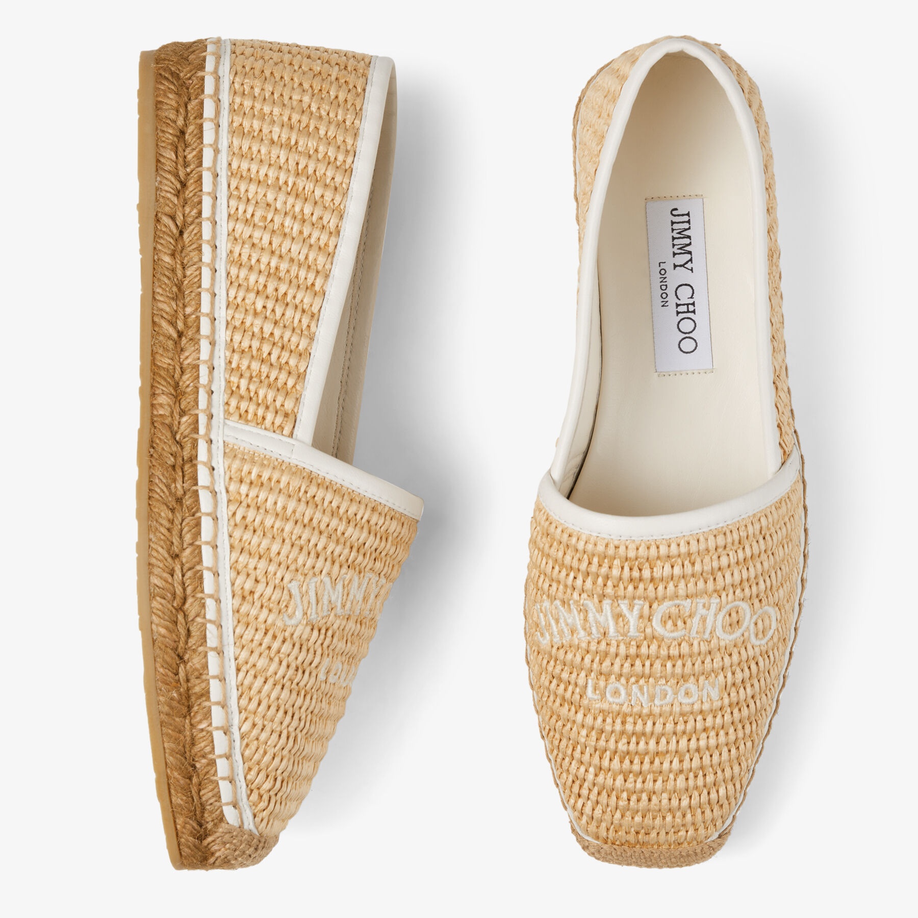 Brie Flat
Natural Jimmy Choo Embroidered Raffia Espadrilles - 5