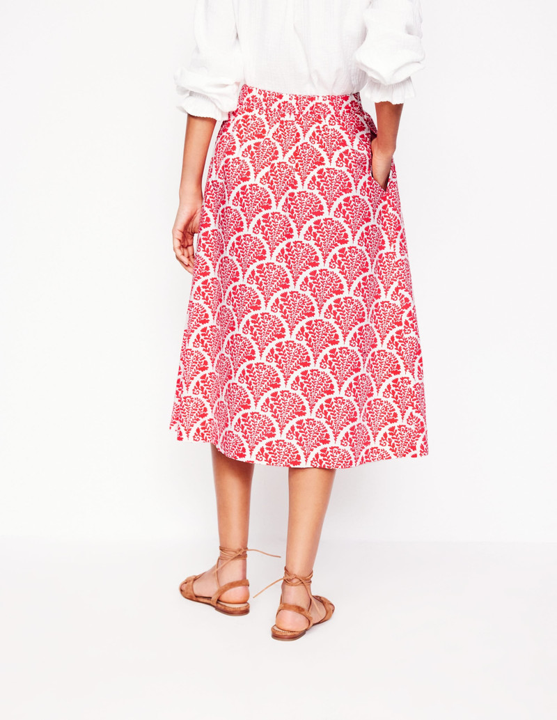 Hattie Poplin Midi Skirt-Jam Red, Blossomy 4