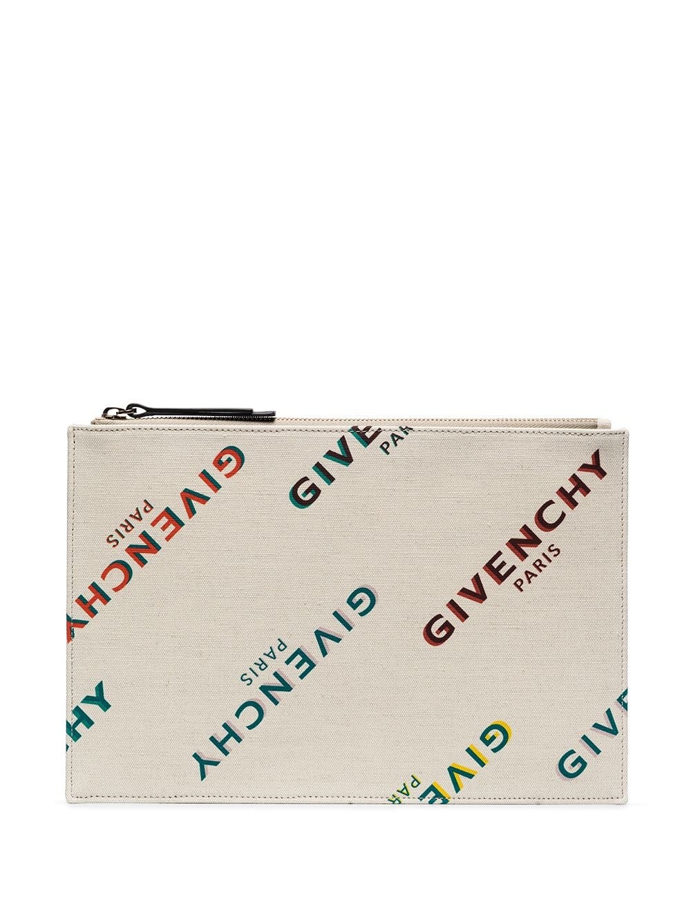 rainbow logo print clutch - 1