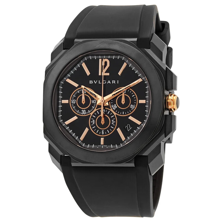 Pre-owned Bvlgari Octo Chronograph Black Dial Men's Watch 102630 - 1