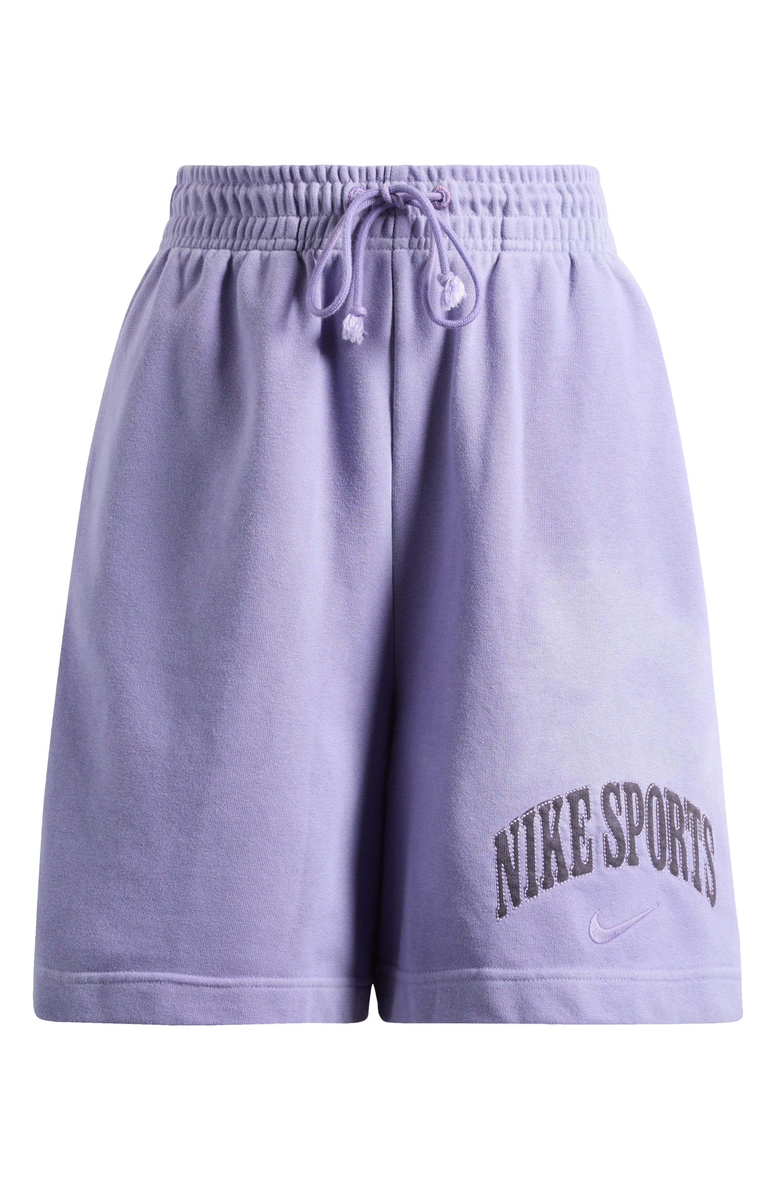 Nike Sportswear Phoenix French Terry Drawstring Shorts in Dusty Amethyst at Nordstrom - 5