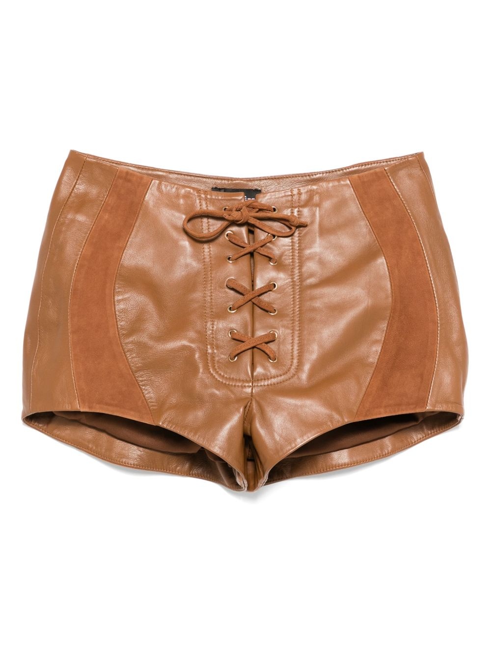 lace-up leather shorts - 1