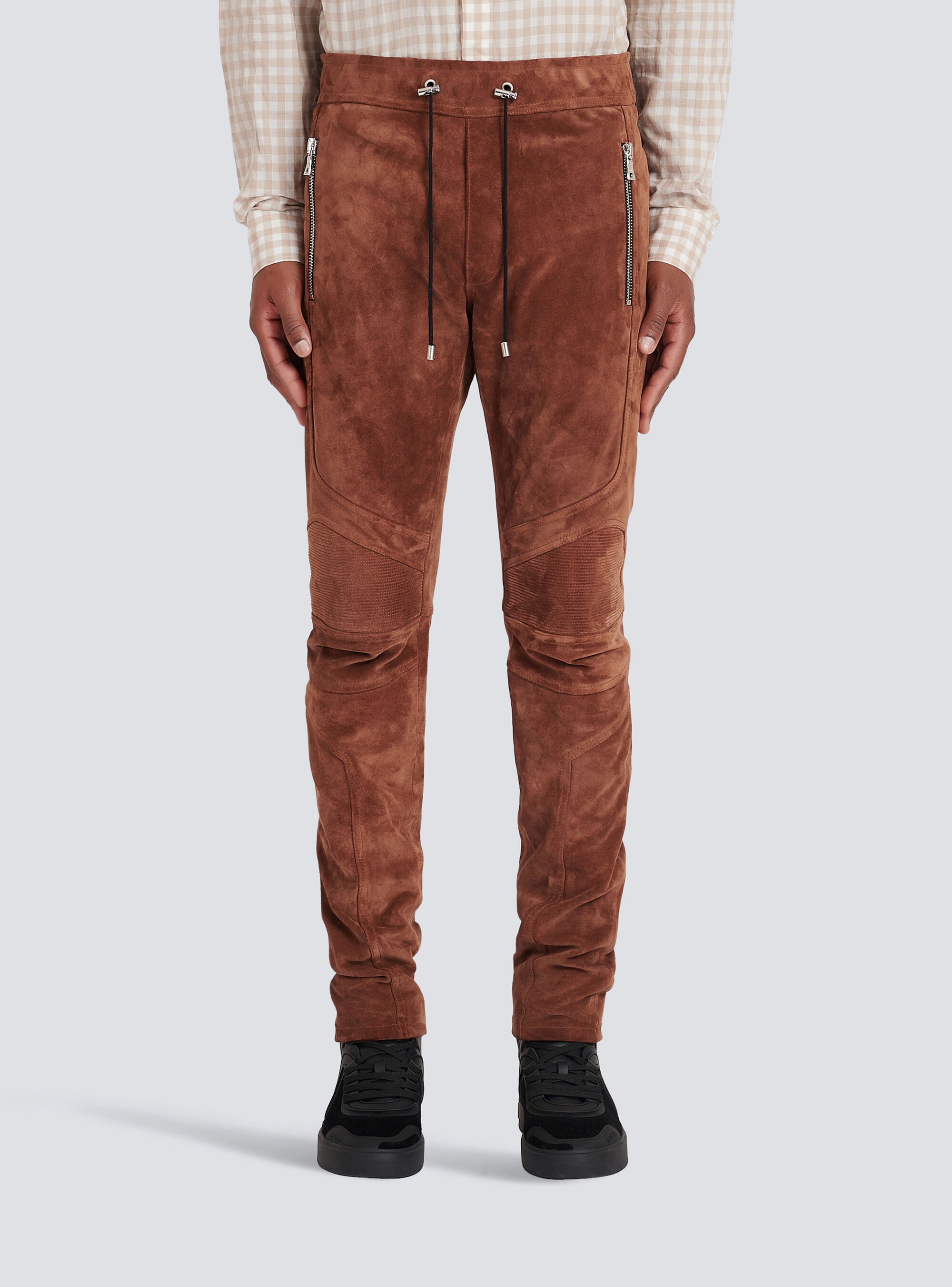Balmain x Netflix -Slim cut suede pants - 6