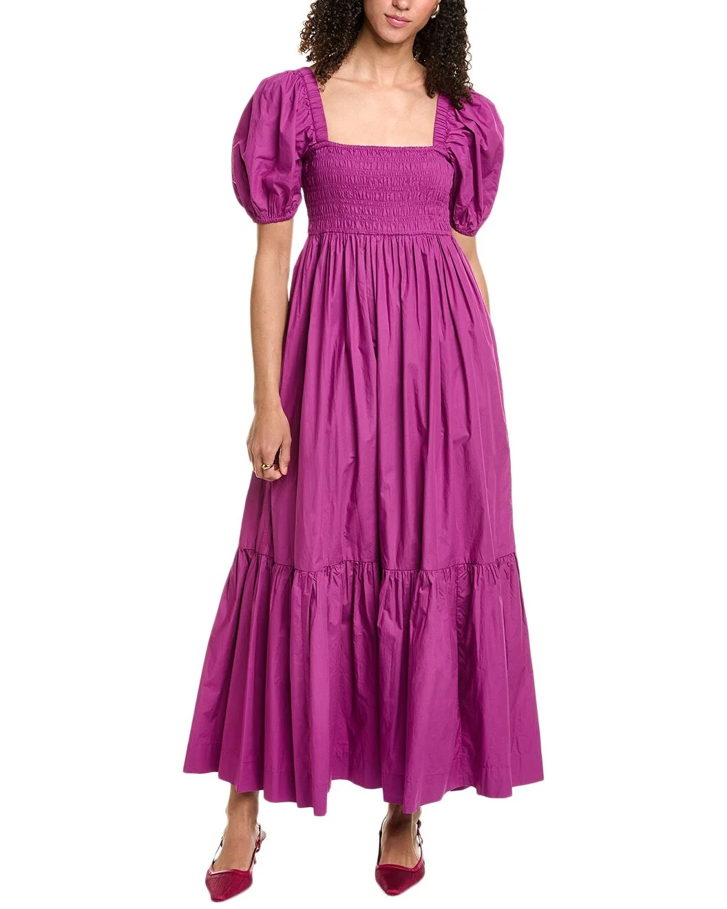 GANNI Poplin Smocked Maxi Dress - 1