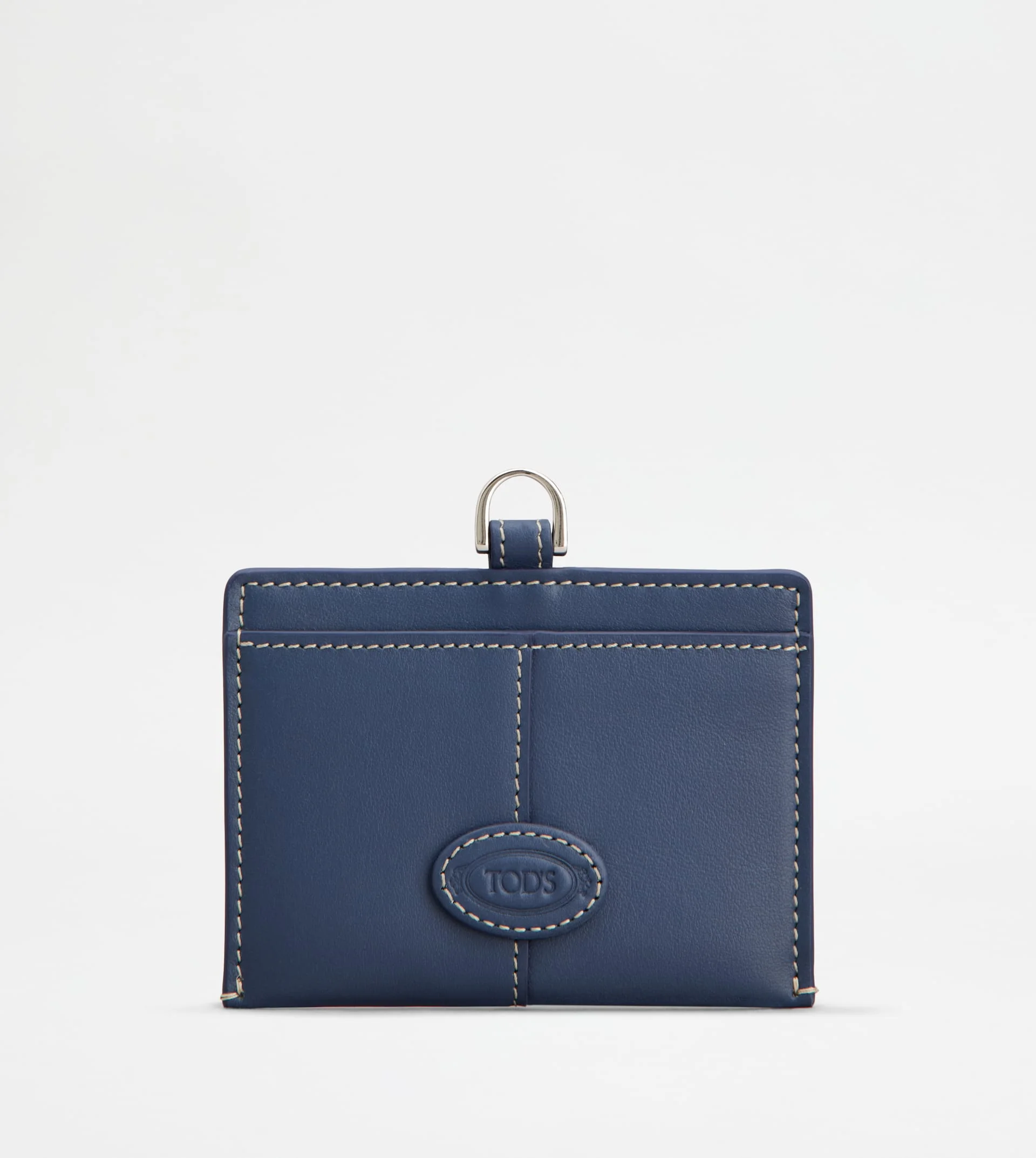 BADGE HOLDER IN LEATHER - BLUE - 1