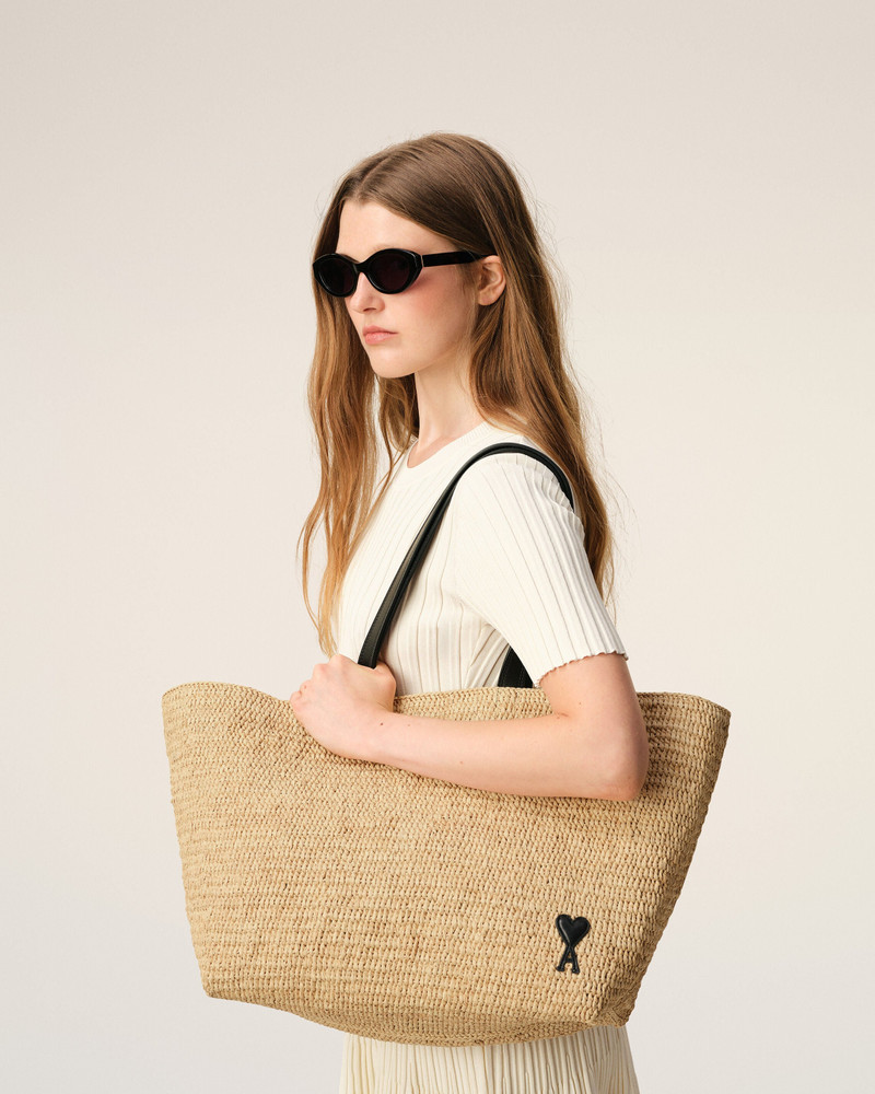 AMI Paris NATURAL RAFIA AMI DE COEUR TOTE BAG outlook