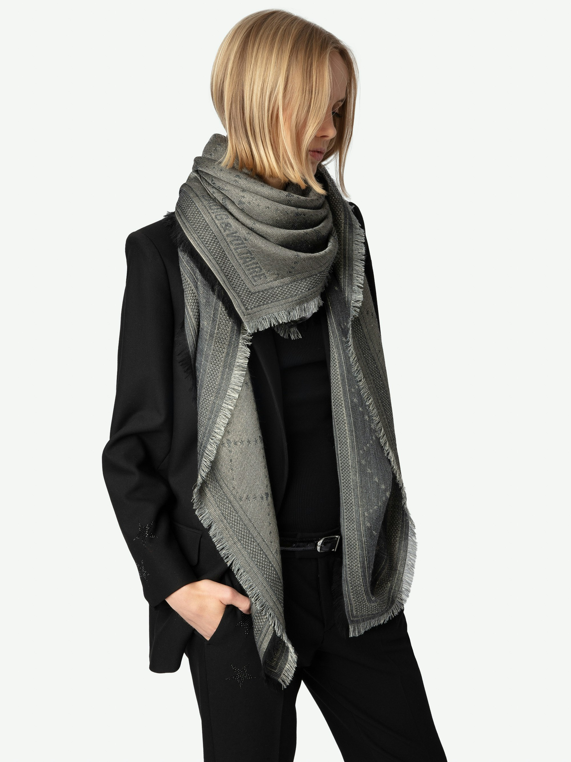 Glenn Monogram Metallic Scarf - 5