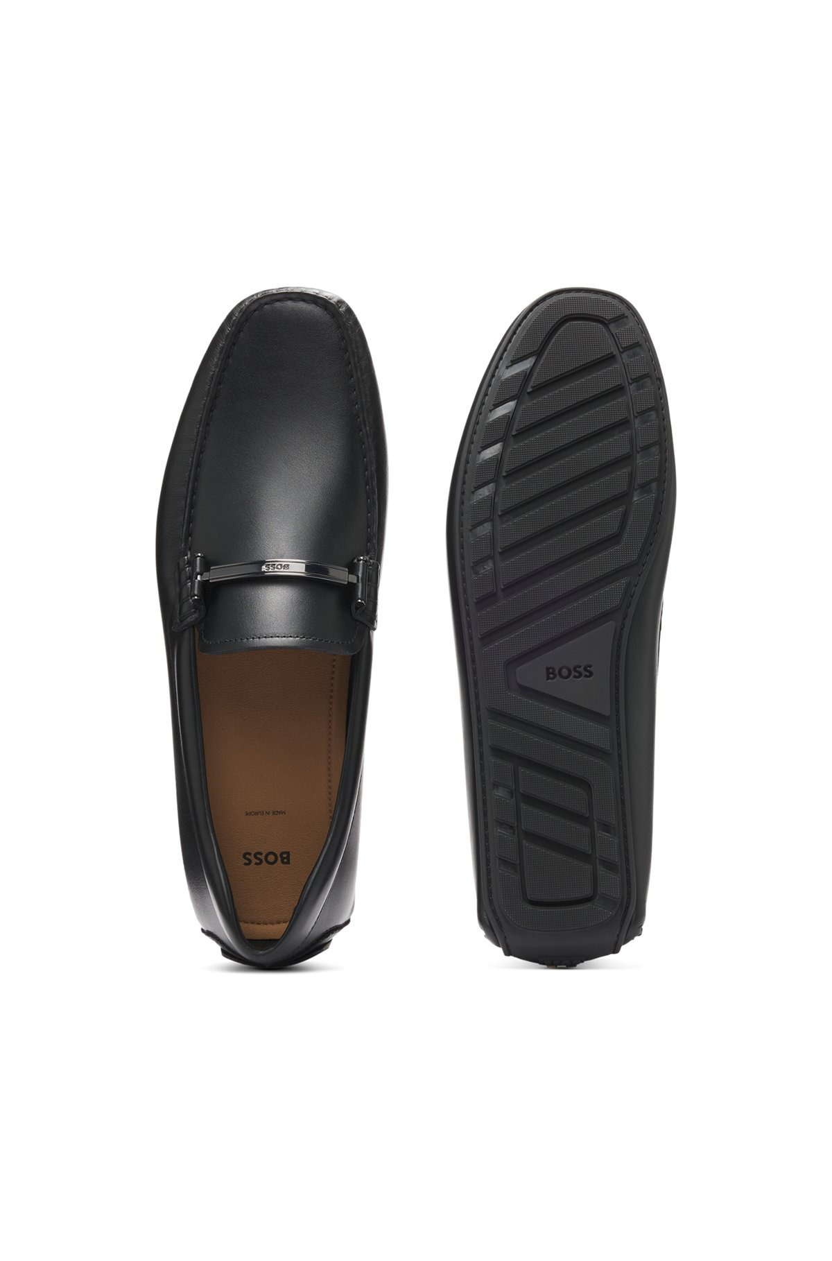 LEATHER LOAFERS WITH BRANDED HARDWARE - 4