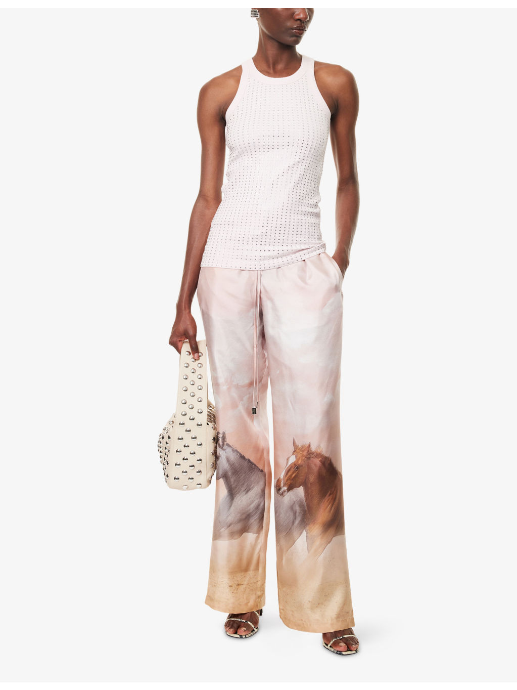 Drawstring Wide-Leg Silk Trousers - 2