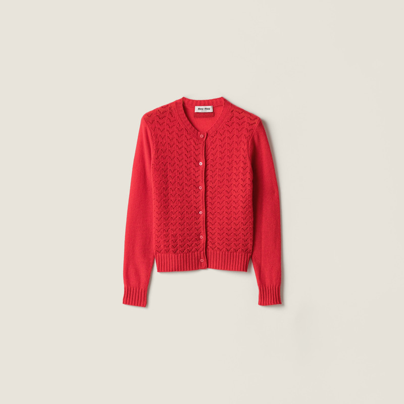 Lace-effect cashmere cardigan 1