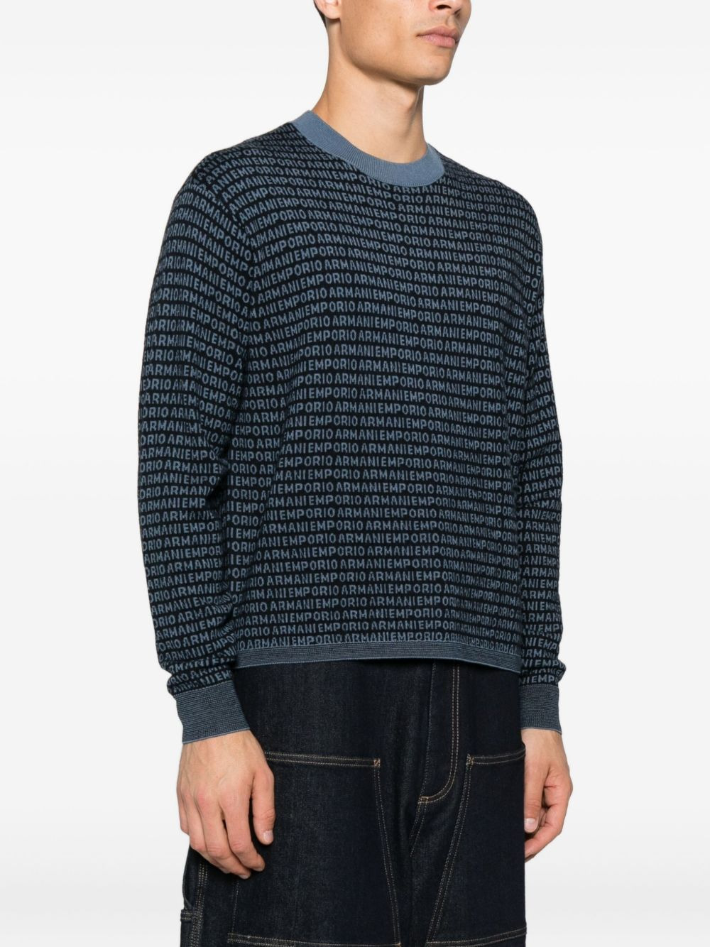 logo-print wool sweater - 3