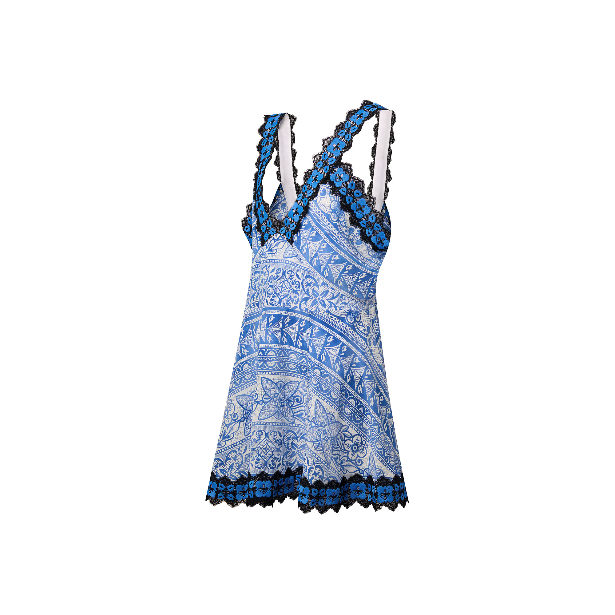 Lace Trim Monogram Tile Dress - 2